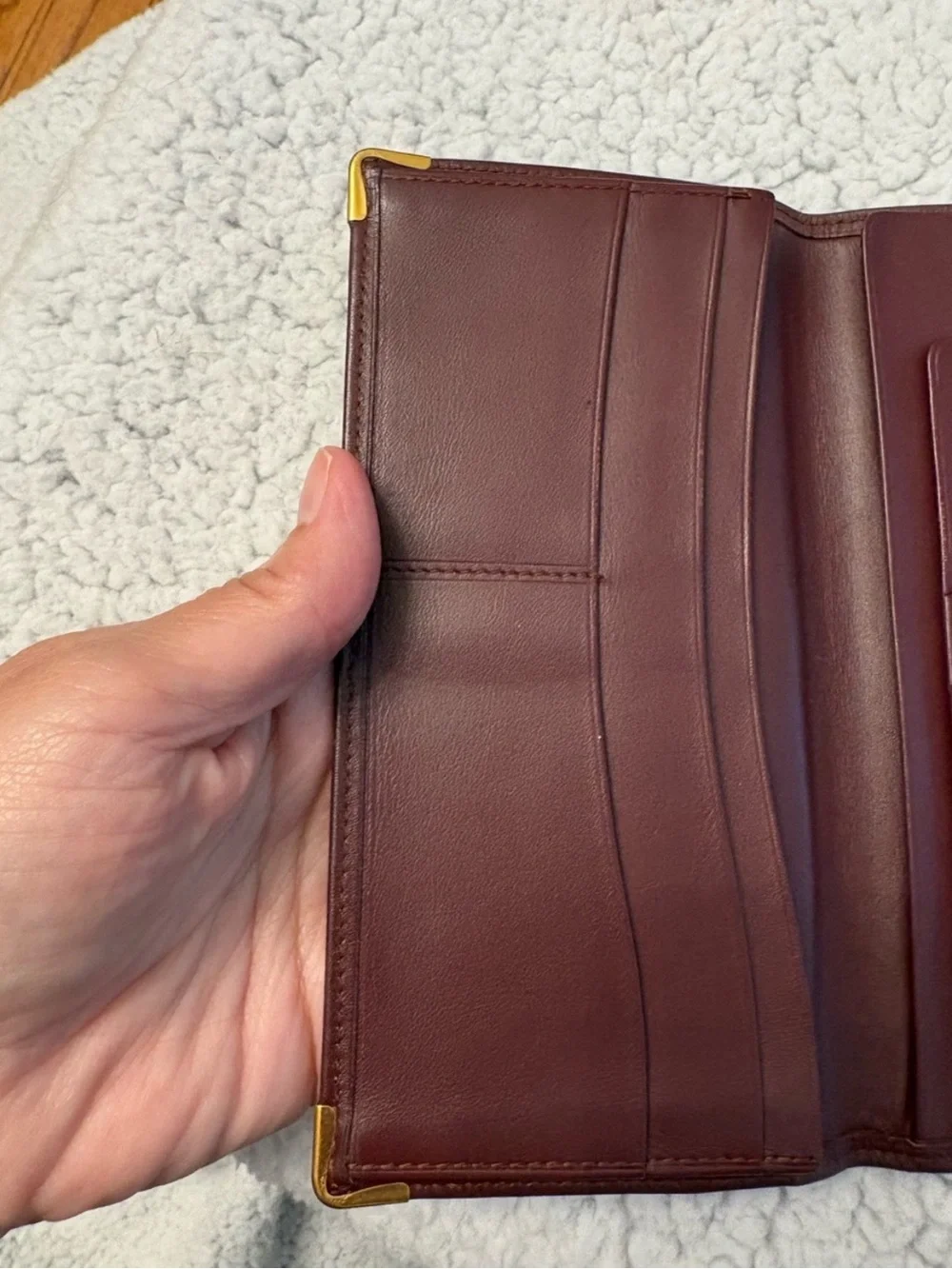 Cartier Paris Burgundy Leather Long Bifold Wallet & Checkbook Holder